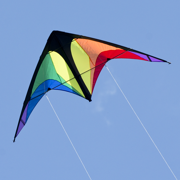 Rainbow inkl Power Hawk Rainbow CIM Lenkdrachen Steuerleinen auf Winder mit Schlaufen für leichten bis kräftigen Wind Abmessung: 155x75cm 